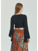 Tied Spanish Sleeve Black Plus Size Blouse 4623